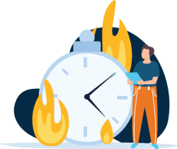 Illustration with clock on fire.